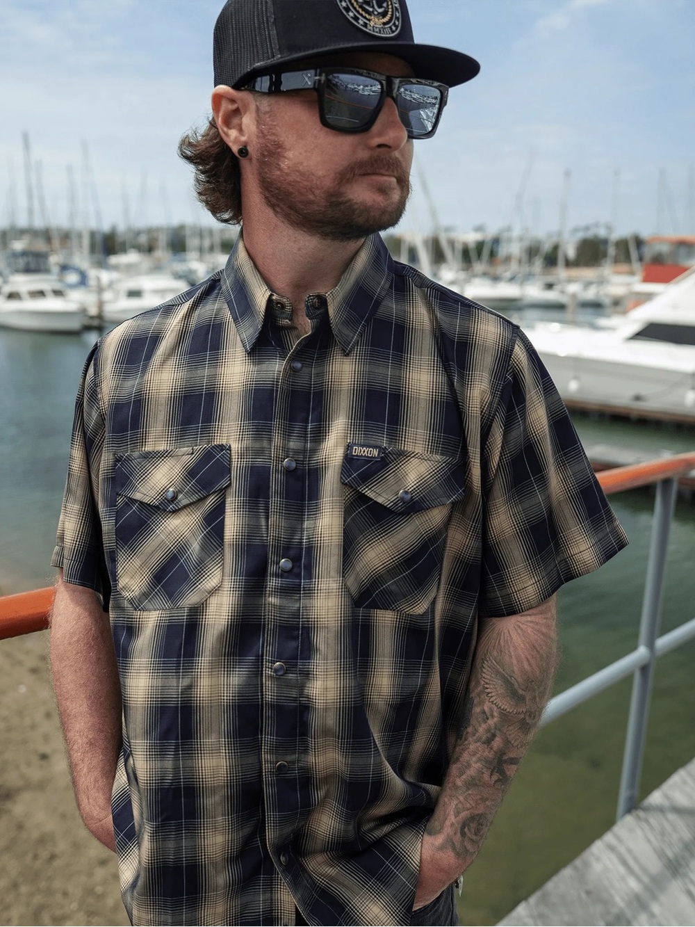 Dixxon Flannel Co The Stern Bamboo Short Sleeve Button Down Shirt Blue Sz Medium
